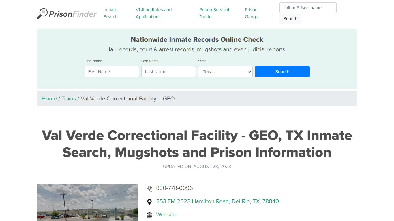 Val Verde Correctional Facility - GEO Inmate Search, Visitation, Phone ...